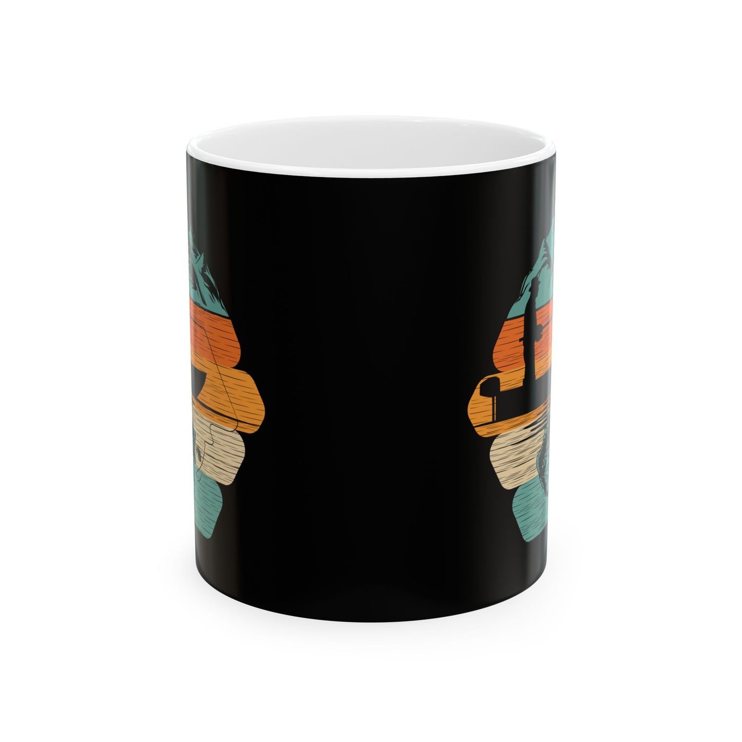 Retro Stacked Pumpkins Mug | Halloween Fall Ceramic Coffee Cup