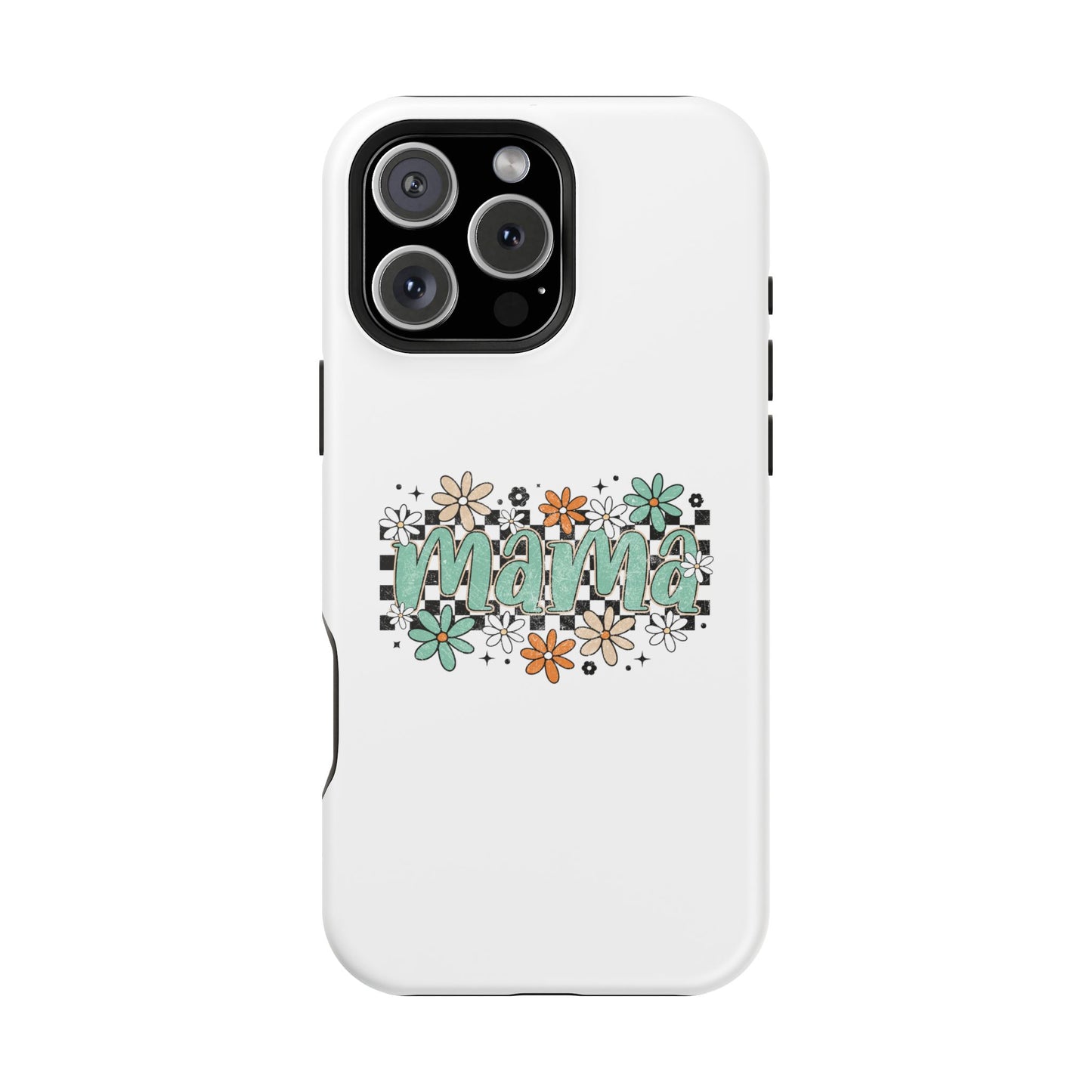 Mama floral checkerboard phone case | Magnetic impact-resistant case