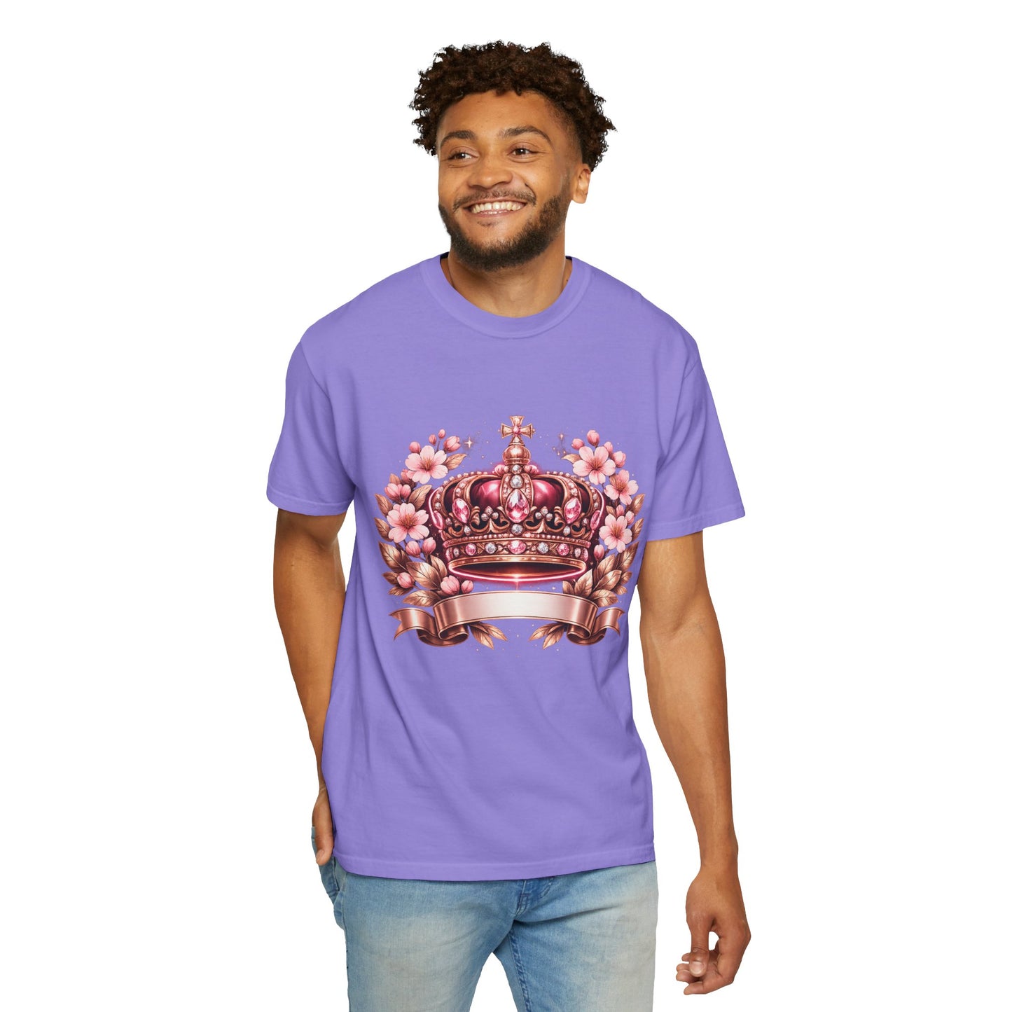 Pink Floral Crown T-Shirt — Royal Blossom Graphic Tee